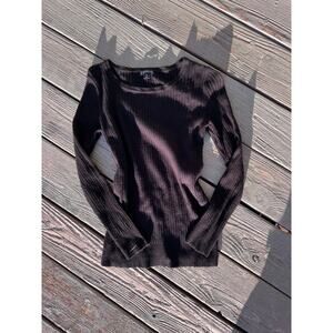 George Vintage Black Striped Knit Lightweight Pullover Sweater Size Medium